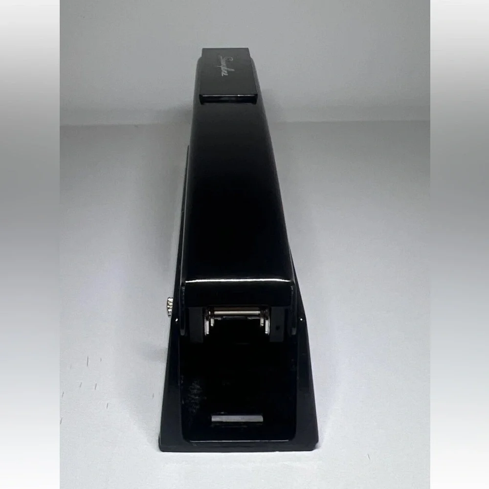 7” EUC Vintage Swingline Desk Stapler Model 747 Heavy Metal Black Chrome Retro